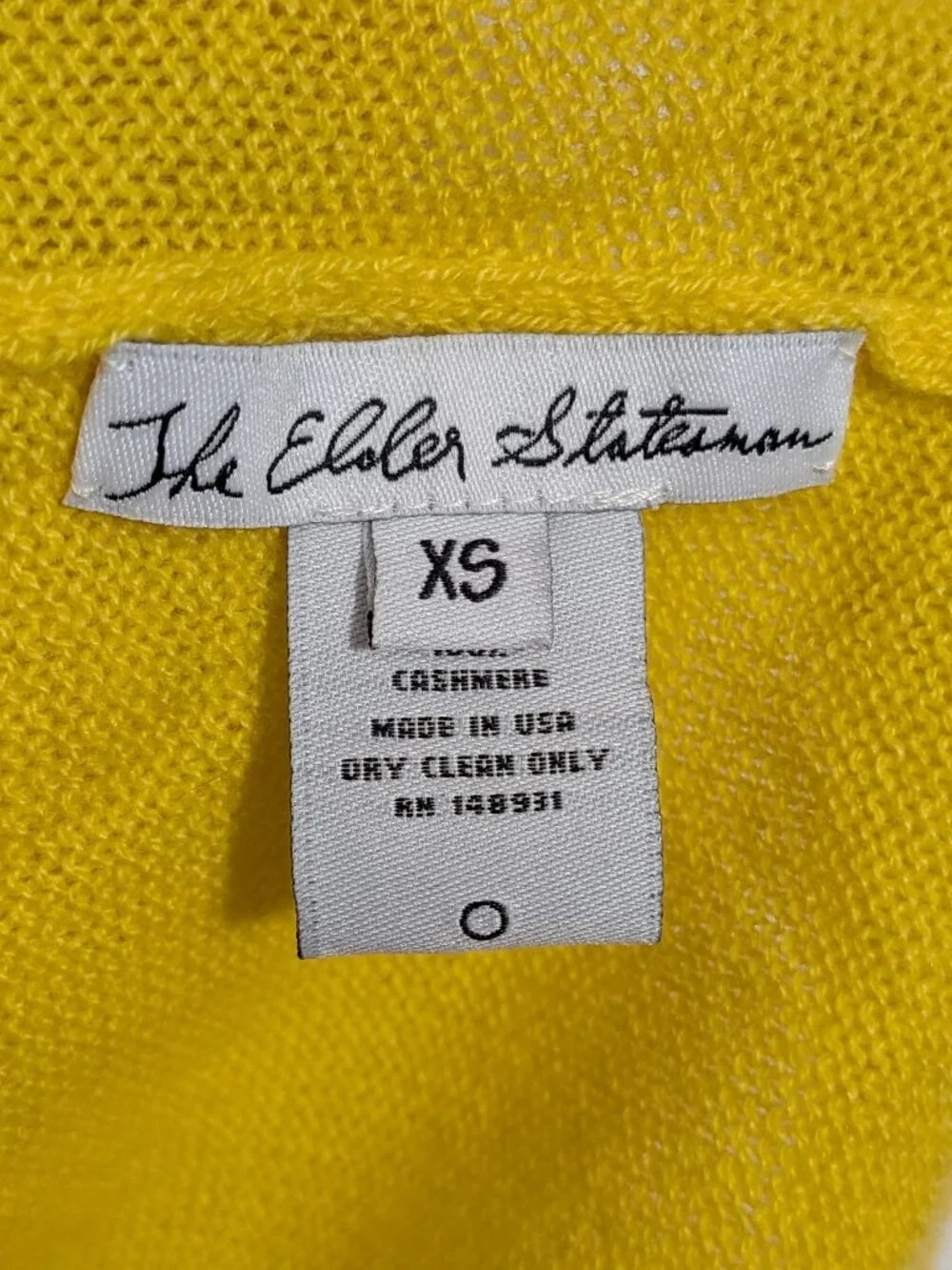 The Elder Statesman 100% Cashmere Crewneck Sweater Yellow Men’s XS